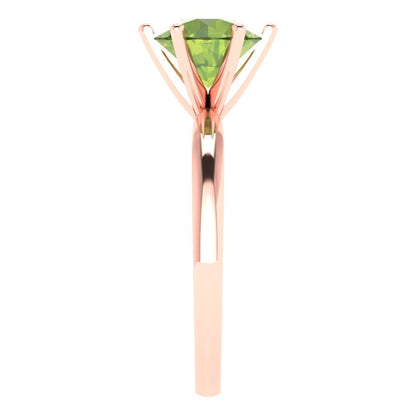 2 cttw Natural Peridot Solitaire  Engagement Ring - Solid Gold (Round Cut,8.0mm)