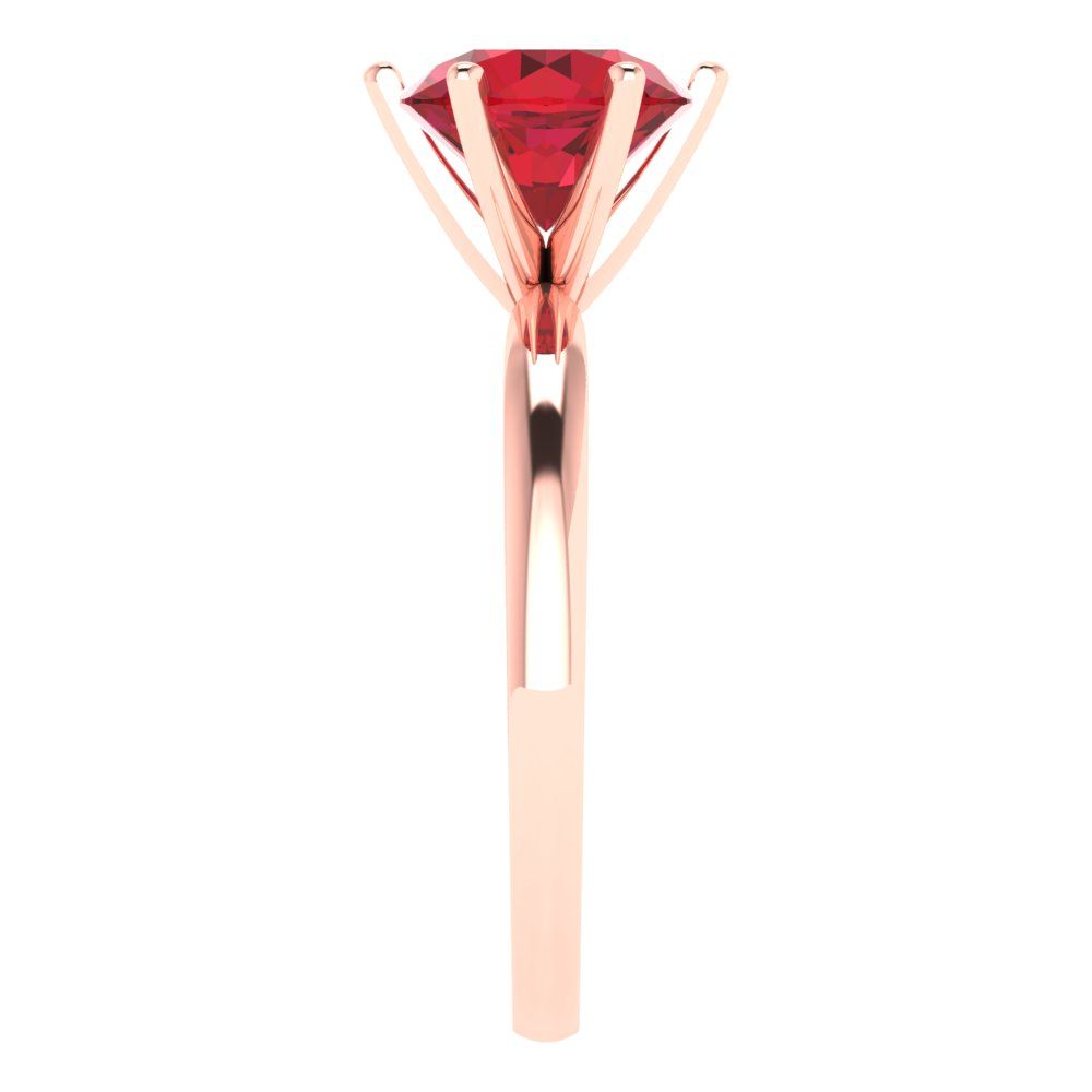 2 cttw Simulated Ruby Solitaire  Engagement Ring - Solid Rose Gold (VVS1, Round Cut,8.0mm)