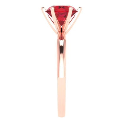 2 cttw Simulated Ruby Solitaire  Engagement Ring - Solid Rose Gold (VVS1, Round Cut,8.0mm)