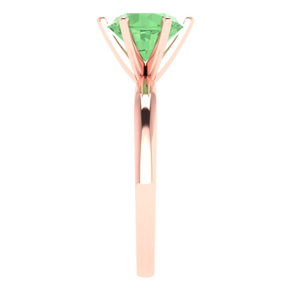 2 cttw Zirconia Simulated Green Diamond Solitaire  Engagement Ring - Solid Gold (VVS1, Round Cut,8.0mm)