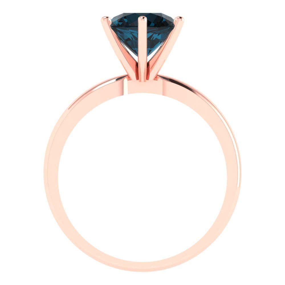 2 cttw Natural London Blue Topaz Solitaire  Engagement Ring - Solid Gold (Round Cut,8.0mm)