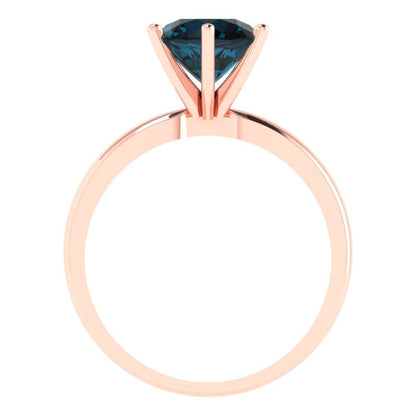 2 cttw Natural London Blue Topaz Solitaire  Engagement Ring - Solid Gold (Round Cut,8.0mm)