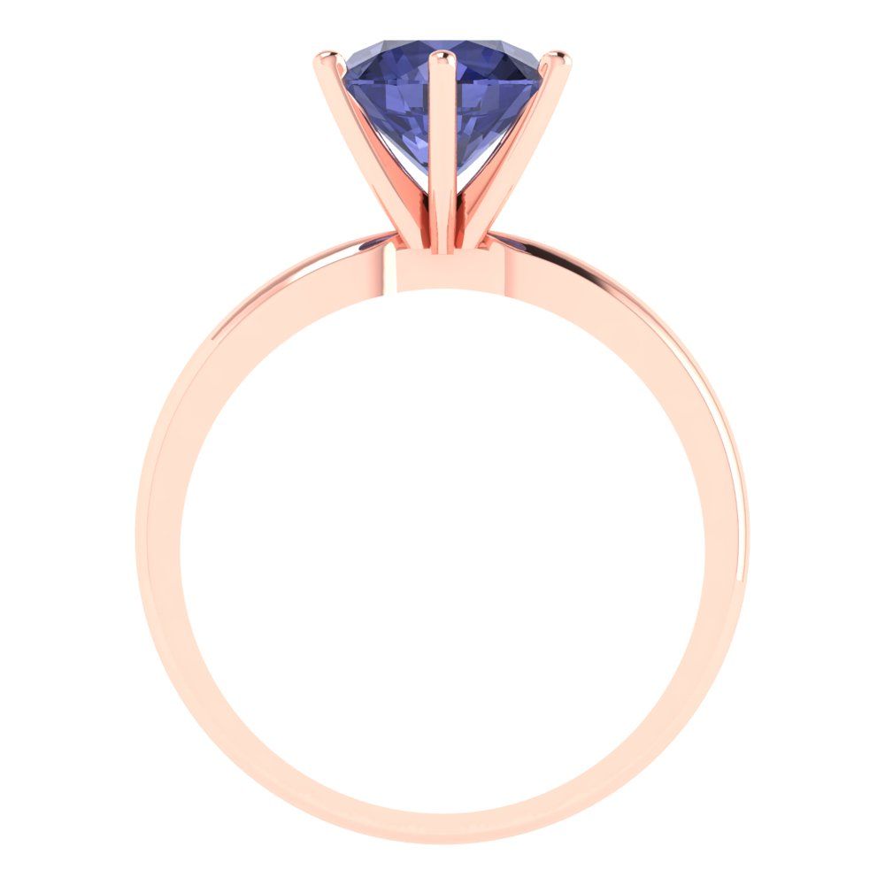 2 cttw Simulated Tanzanite Solitaire  Engagement Ring - Solid Gold (Round Cut,8.0mm)