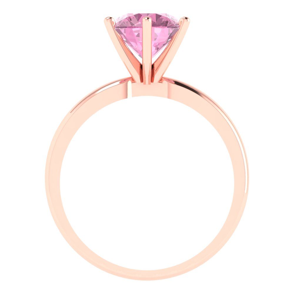 2 cttw Zirconia Simulated Pink Diamond Solitaire  Engagement Ring - Solid Gold (VVS1, Round Cut,8.0mm)