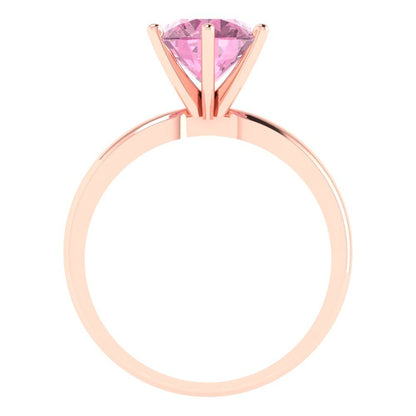 2 cttw Zirconia Simulated Pink Diamond Solitaire  Engagement Ring - Solid Gold (VVS1, Round Cut,8.0mm)