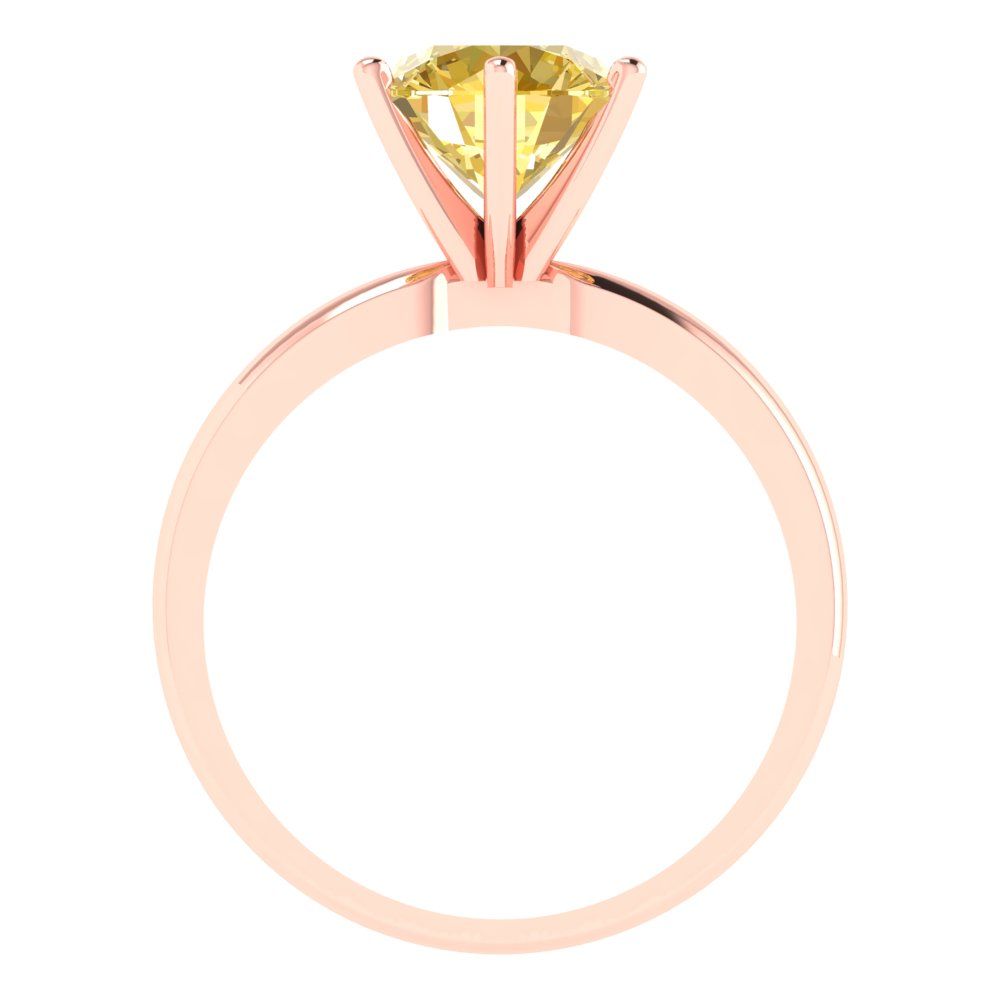 2 cttw Zirconia Simulated Yellow Diamond Solitaire  Engagement Ring - Solid Gold (VVS1, Round Cut,8.0mm)