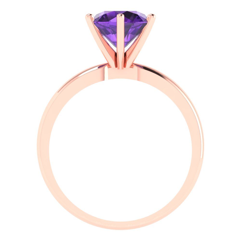 2 cttw Natural Amethyst Solitaire  Engagement Ring - Solid Gold (Round Cut,8.0mm)