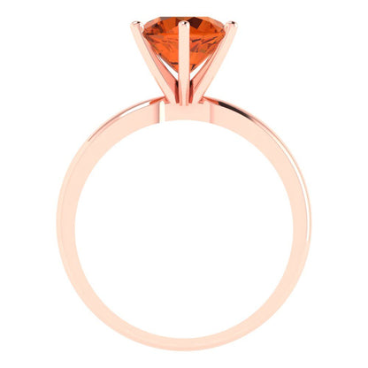 2 cttw Simulated Ruby Solitaire  Engagement Ring - Solid Rose Gold (VVS1, Round Cut,8.0mm)