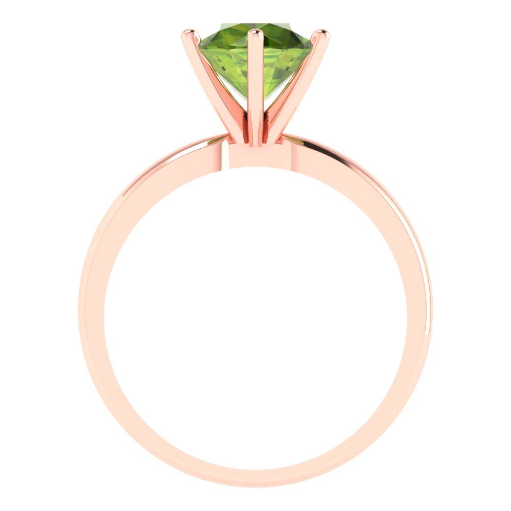 2 cttw Natural Peridot Solitaire  Engagement Ring - Solid Gold (Round Cut,8.0mm)