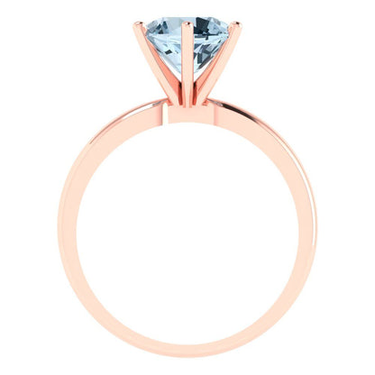 2 cttw Zirconia Simulated Blue Diamond Solitaire  Engagement Ring - Solid Gold (VVS1, Round Cut,8.0mm)