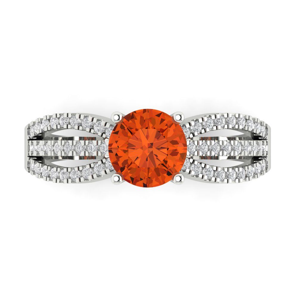 1.27 cttw Zirconia Simulated Red Diamond Solitaire with Zirconia Simulated Diamond Accents Engagement Ring - Solid Gold (VVS1, Round Cut,6.5mm)