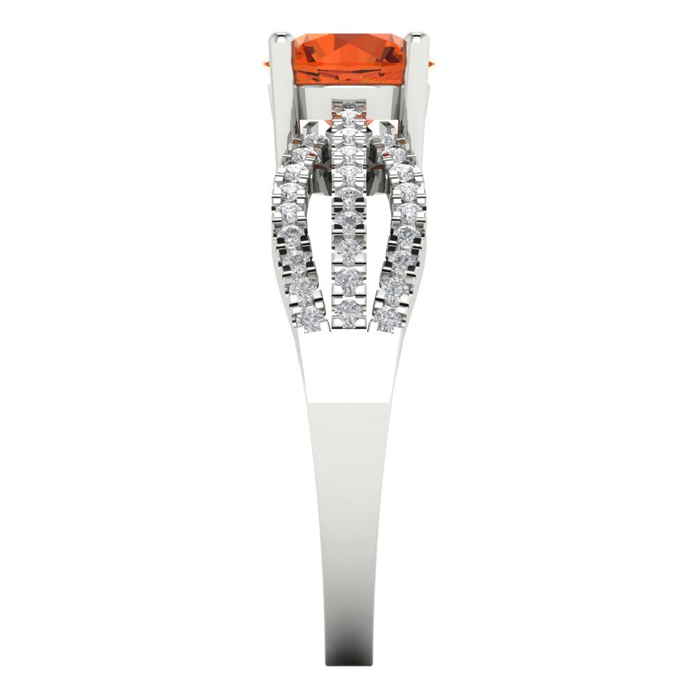 1.27 cttw Zirconia Simulated Red Diamond Solitaire with Zirconia Simulated Diamond Accents Engagement Ring - Solid Gold (VVS1, Round Cut,6.5mm)