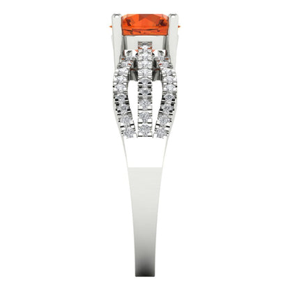 1.27 cttw Zirconia Simulated Red Diamond Solitaire with Zirconia Simulated Diamond Accents Engagement Ring - Solid Gold (VVS1, Round Cut,6.5mm)