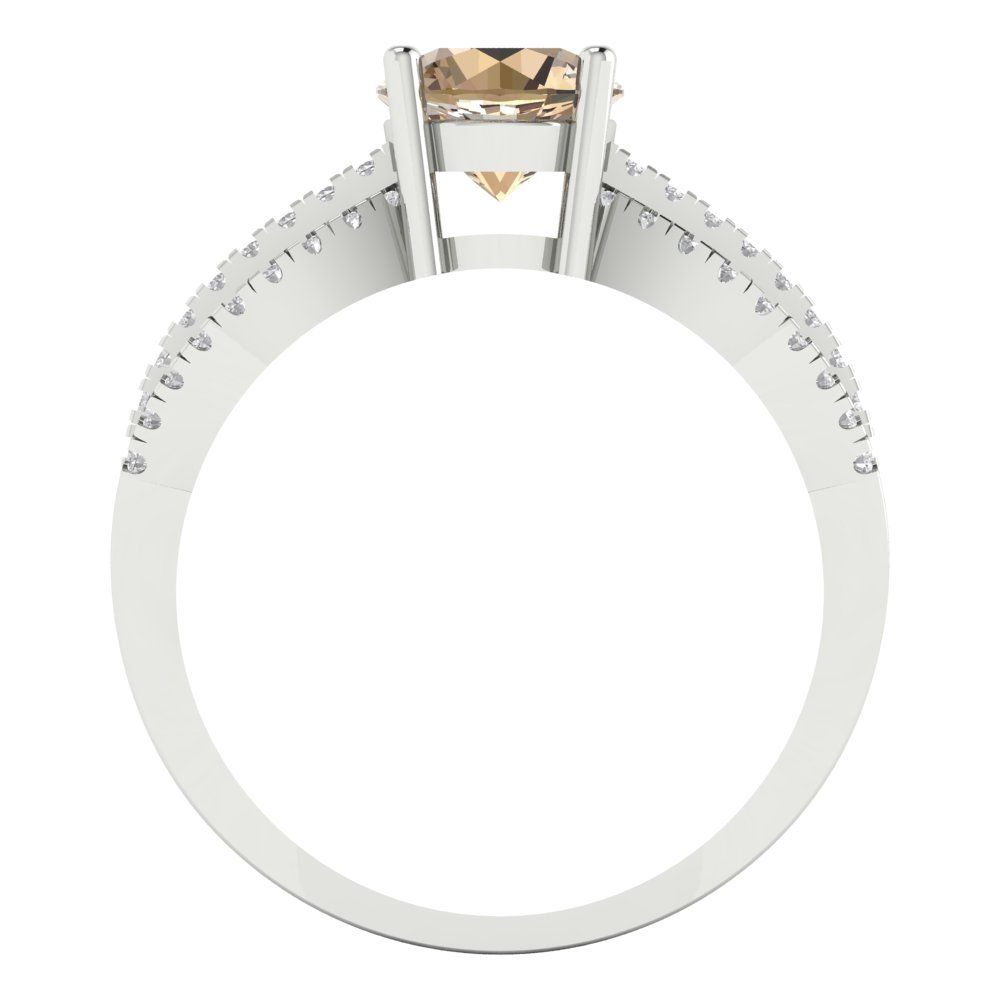 1.27 cttw Yellow Moissanite Solitaire with Zirconia Simulated Diamond Accents Engagement Ring - Solid Gold (Round Cut,6.5mm)