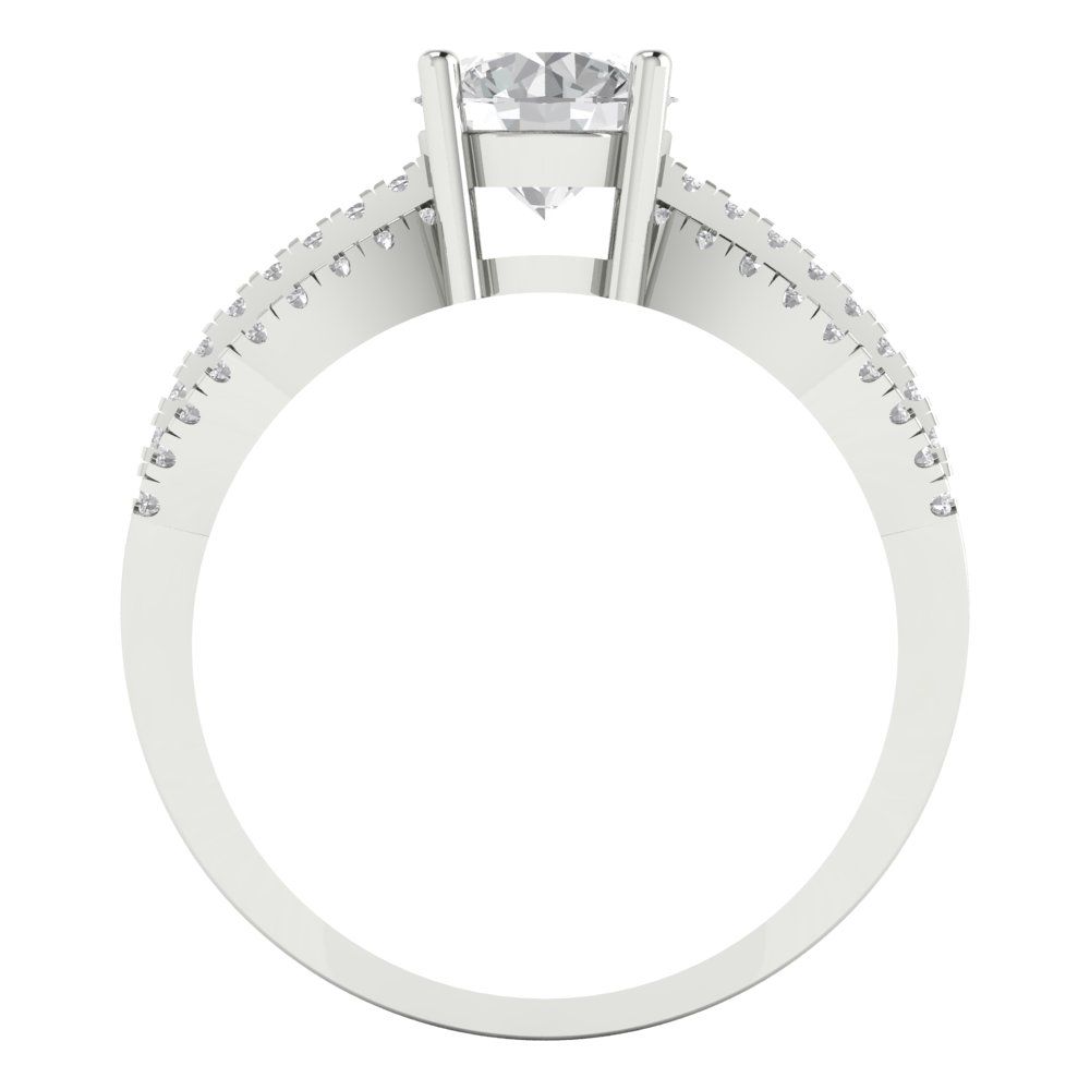 1.27 cttw White Sapphire Solitaire with Zirconia Simulated Diamond Accents Engagement Ring - Solid Gold (Round Cut,6.5mm)