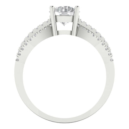 1.27 cttw White Sapphire Solitaire with Zirconia Simulated Diamond Accents Engagement Ring - Solid Gold (Round Cut,6.5mm)