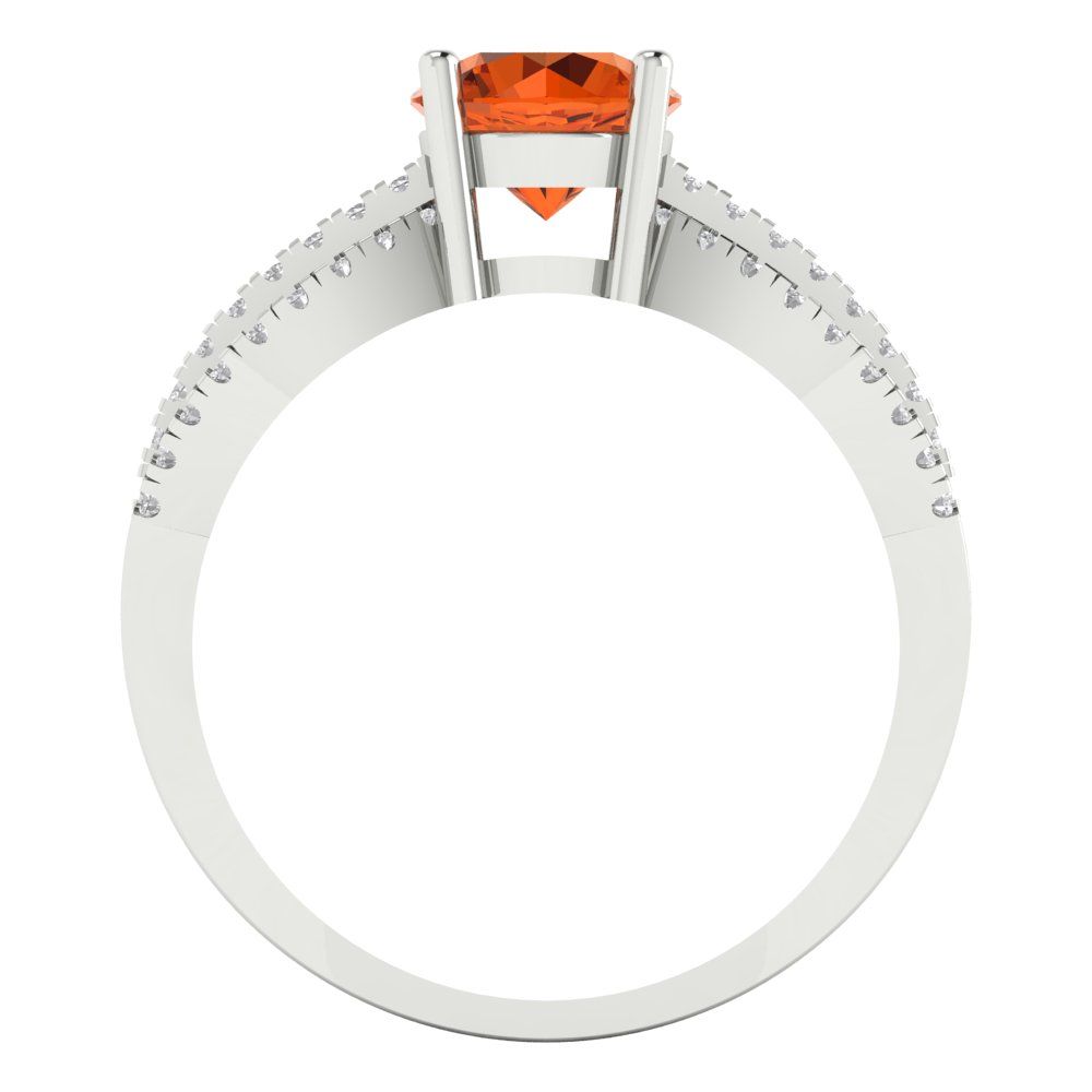 1.27 cttw Simulated Ruby Solitaire with Zirconia Simulated Diamond Accents Engagement Ring - Solid White Gold (VVS1, Round Cut,6.5mm)