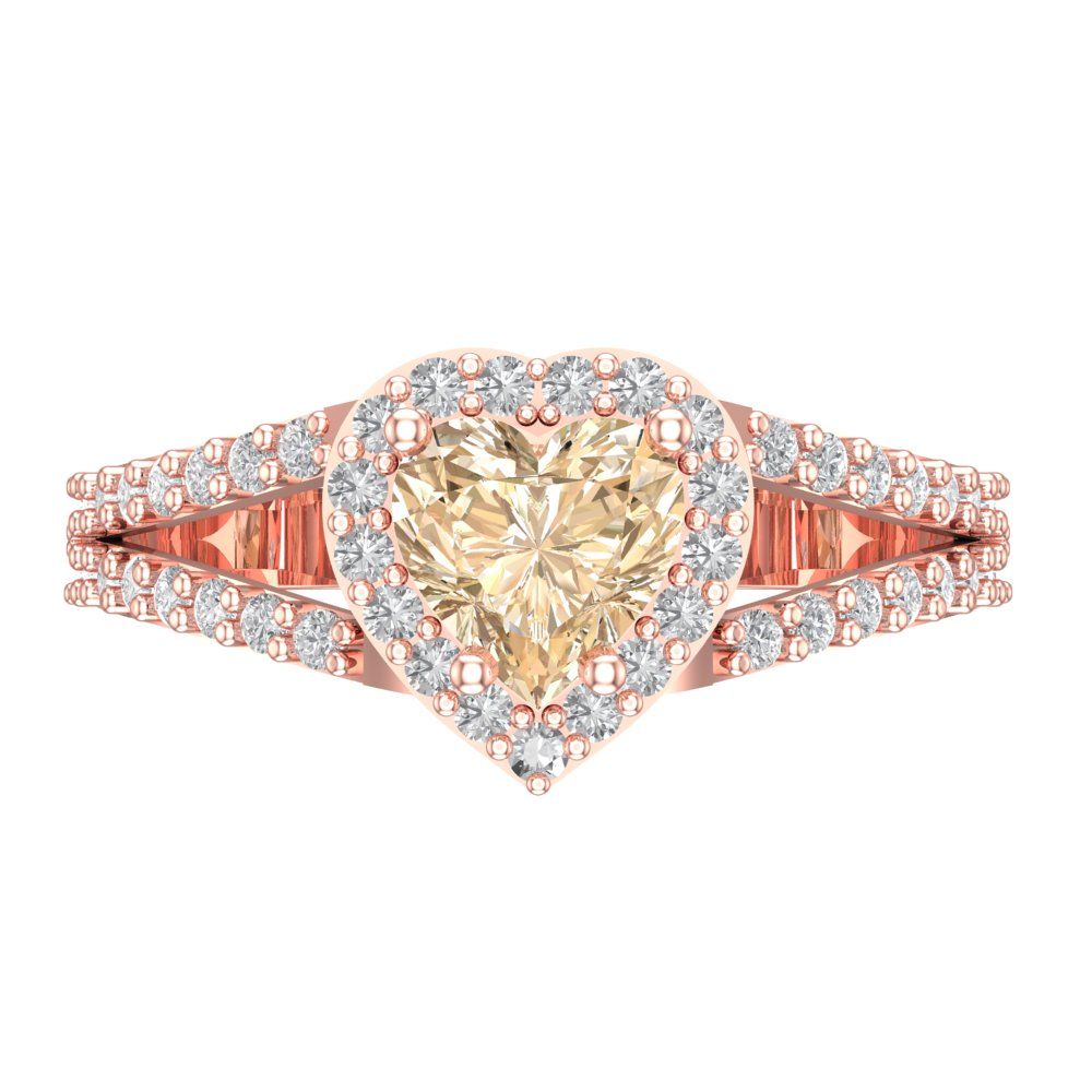 1.49 cttw Natural Morganite Hidden Halo Engagement Ring - Solid Gold (Heart Cut,6.5mm)