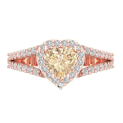 1.49 cttw Natural Morganite Hidden Halo Engagement Ring - Solid Gold (Heart Cut,6.5mm)