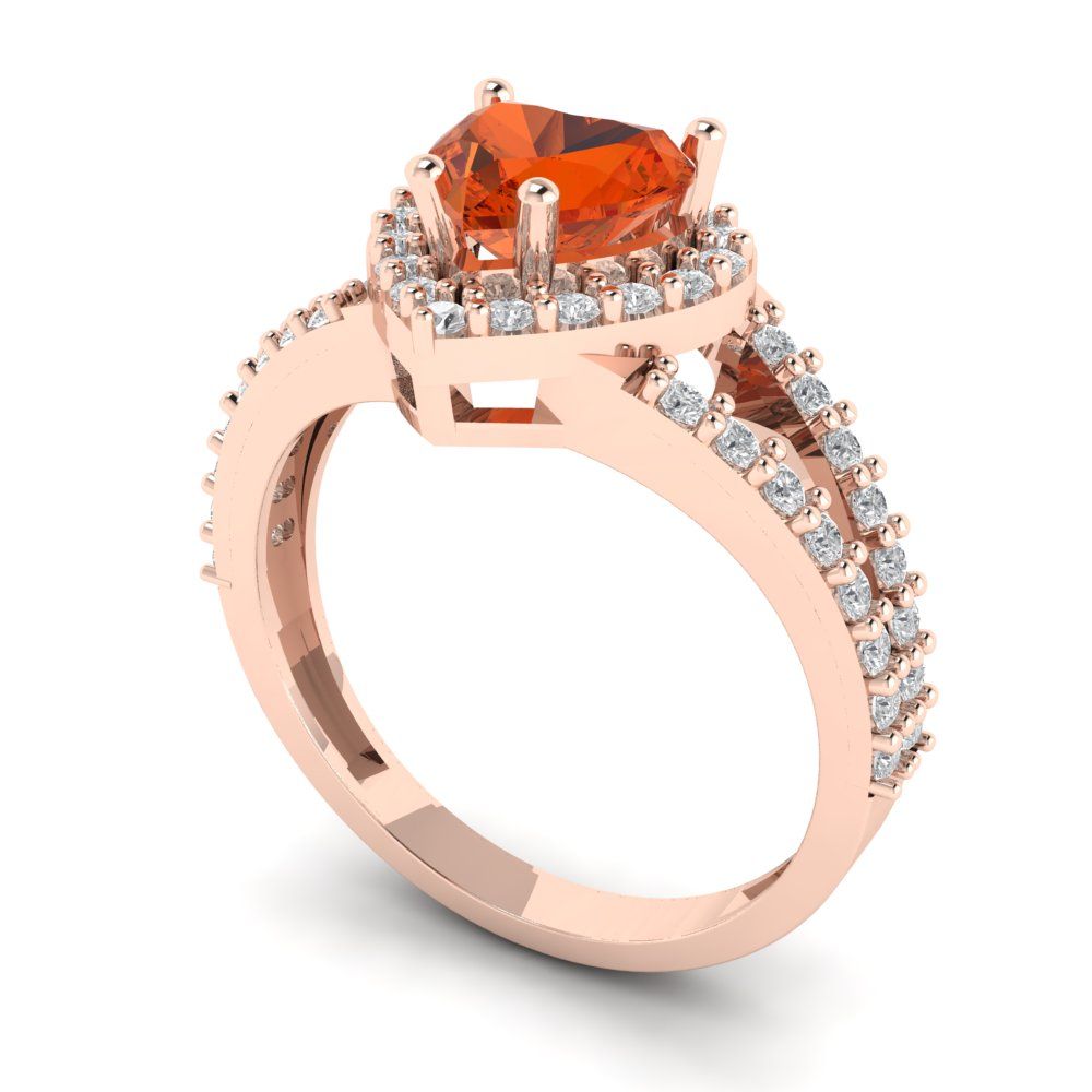 1.49 cttw Zirconia Simulated Red Diamond Hidden Halo Engagement Ring - Solid Gold (VVS1, Heart Cut,6.5mm)