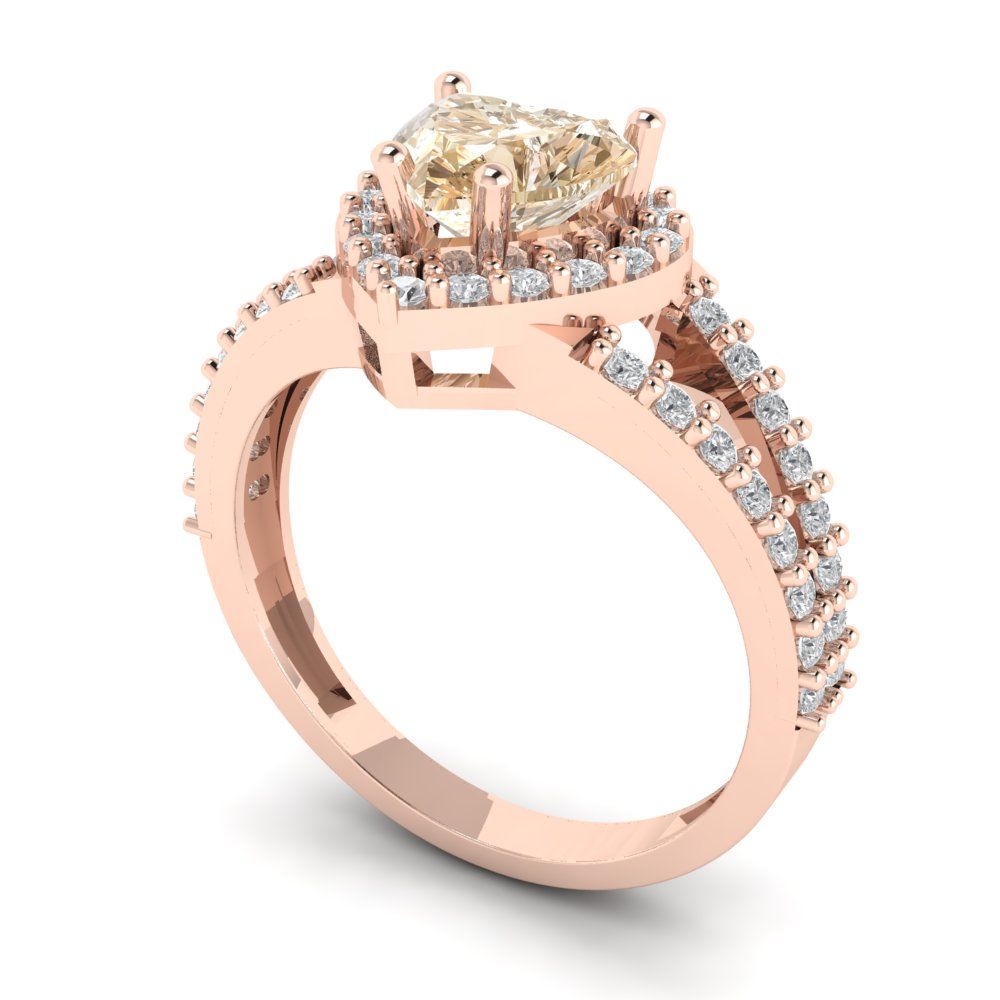 1.49 cttw Natural Morganite Hidden Halo Engagement Ring - Solid Gold (Heart Cut,6.5mm)