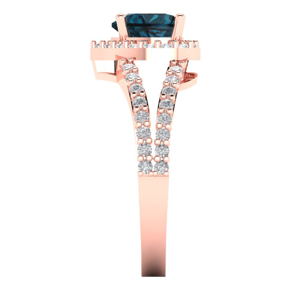 1.49 cttw Natural London Blue Topaz Hidden Halo Engagement Ring - Solid Gold (Heart Cut,6.5mm)