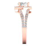 1.49 ct Brilliant Heart Cut Natural Diamond Stone Clarity SI1-2 Color I-J Rose Gold Halo Solitaire with Accents Ring