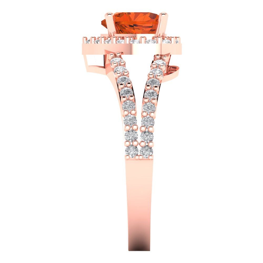1.49 cttw Zirconia Simulated Red Diamond Hidden Halo Engagement Ring - Solid Gold (VVS1, Heart Cut,6.5mm)