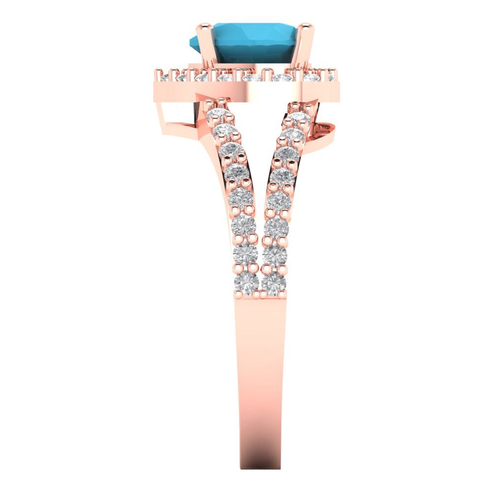 1.49 cttw Simulated Turquoise Hidden Halo Engagement Ring - Solid Gold (Heart Cut,6.5mm)