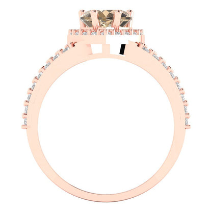 1.49 cttw Yellow Moissanite Hidden Halo Engagement Ring - Solid Gold (Heart Cut,6.5mm)