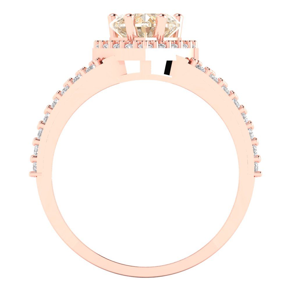 1.49 cttw Natural Morganite Hidden Halo Engagement Ring - Solid Gold (Heart Cut,6.5mm)