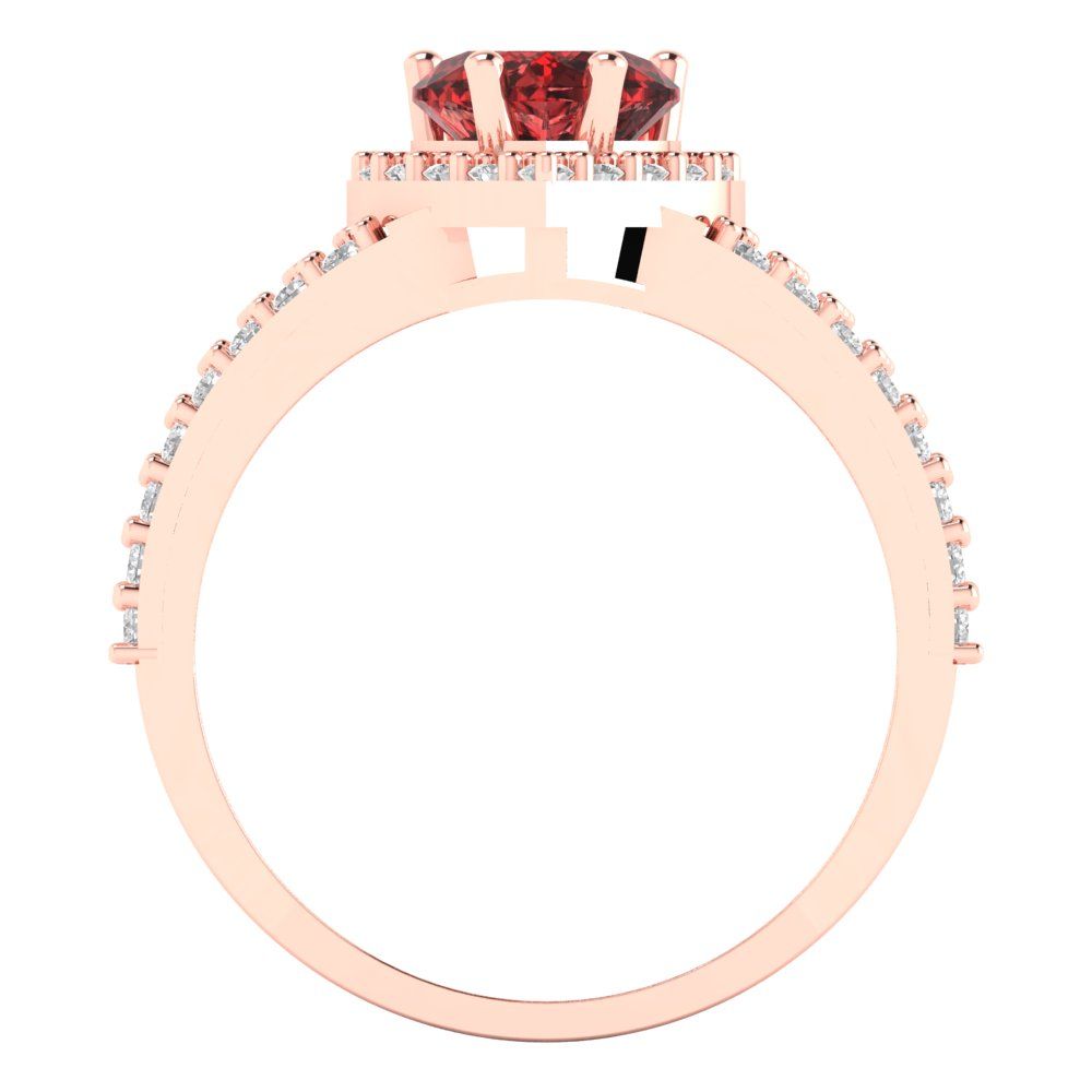 1.49 cttw Natural Garnet Hidden Halo Engagement Ring - Solid Gold (Heart Cut,6.5mm)