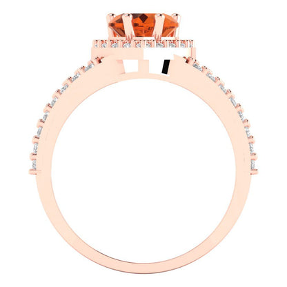 1.49 cttw Simulated Pink Tourmaline Hidden Halo Engagement Ring - Solid Gold (Heart Cut,6.5mm)