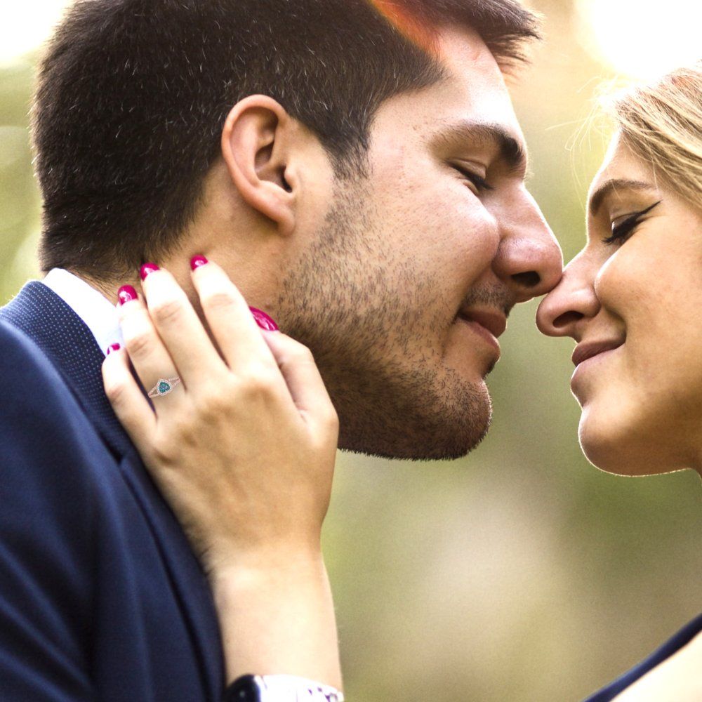 1.49 cttw Blue Moissanite Hidden Halo Engagement Ring - Solid Gold (Heart Cut,6.5mm)