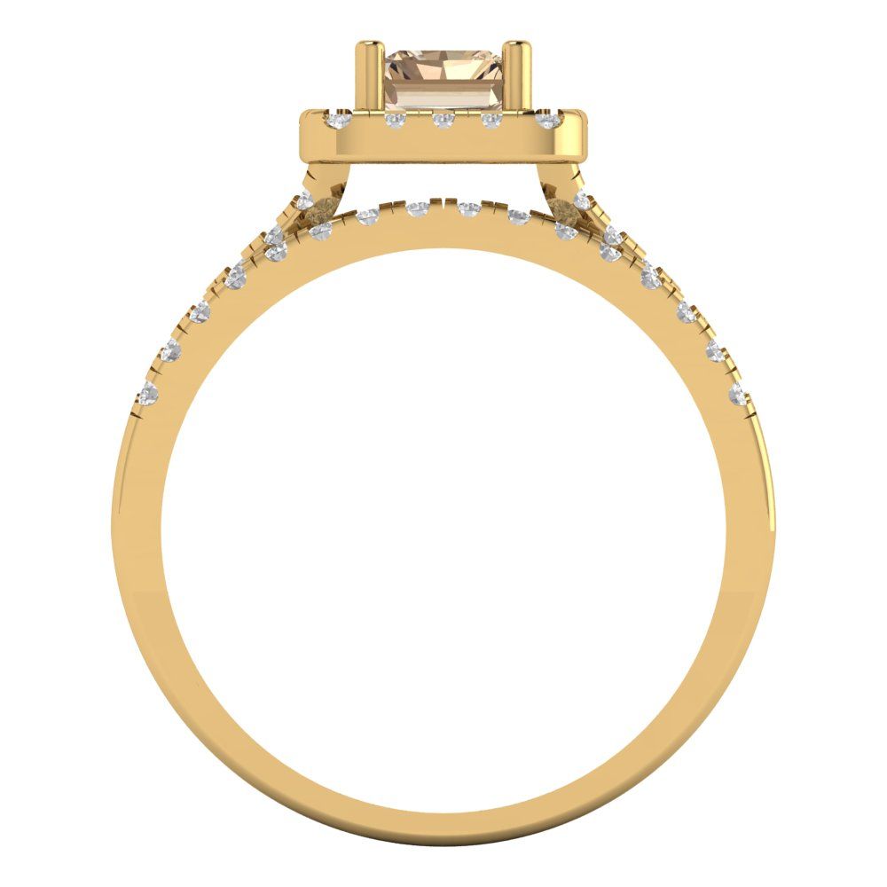 1.72 cttw Emerald Cut Yellow Moissanite Bridal Set - Solid Yellow Gold Engagement Ring & Wedding Band