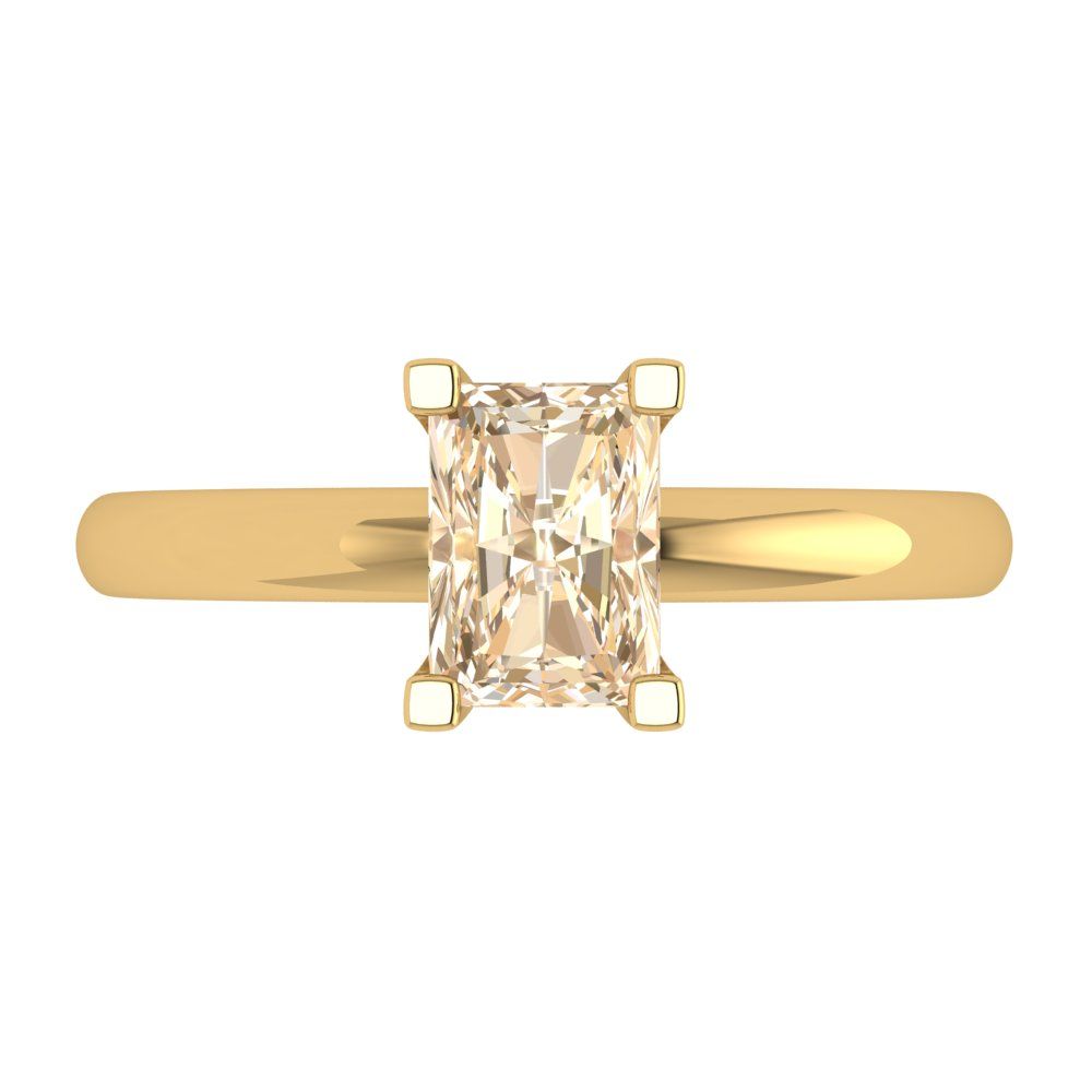 1 cttw Natural Morganite Solitaire  Engagement Ring - Solid Gold (Emerald Cut,7X5mm)