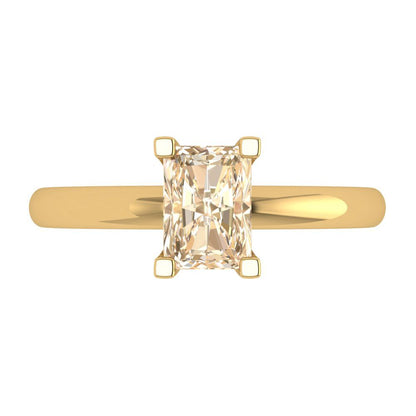 1 cttw Natural Morganite Solitaire  Engagement Ring - Solid Gold (Emerald Cut,7X5mm)