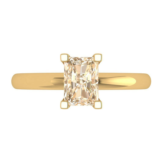 1 cttw Natural Morganite Solitaire  Engagement Ring - Solid Yellow Gold (VVS1, Emerald Cut,7X5mm)