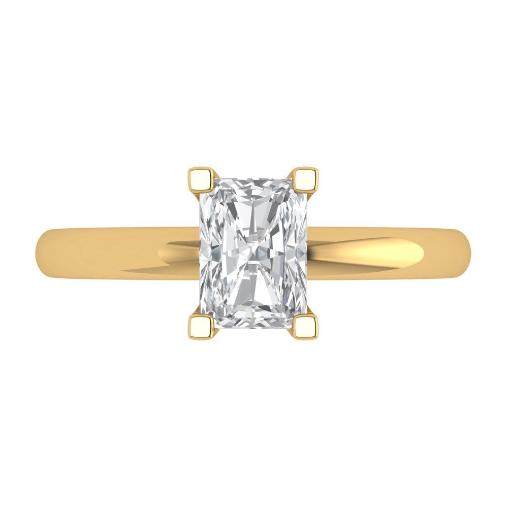 1 cttw Zirconia Simulated Diamond Solitaire  Engagement Ring - Solid Gold (VVS1, Emerald Cut,7X5mm)