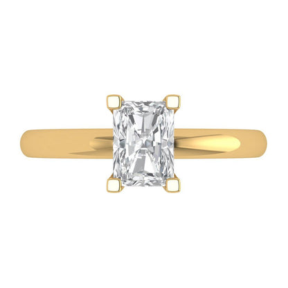 1 cttw Zirconia Simulated Diamond Solitaire  Engagement Ring - Solid Gold (VVS1, Emerald Cut,7X5mm)