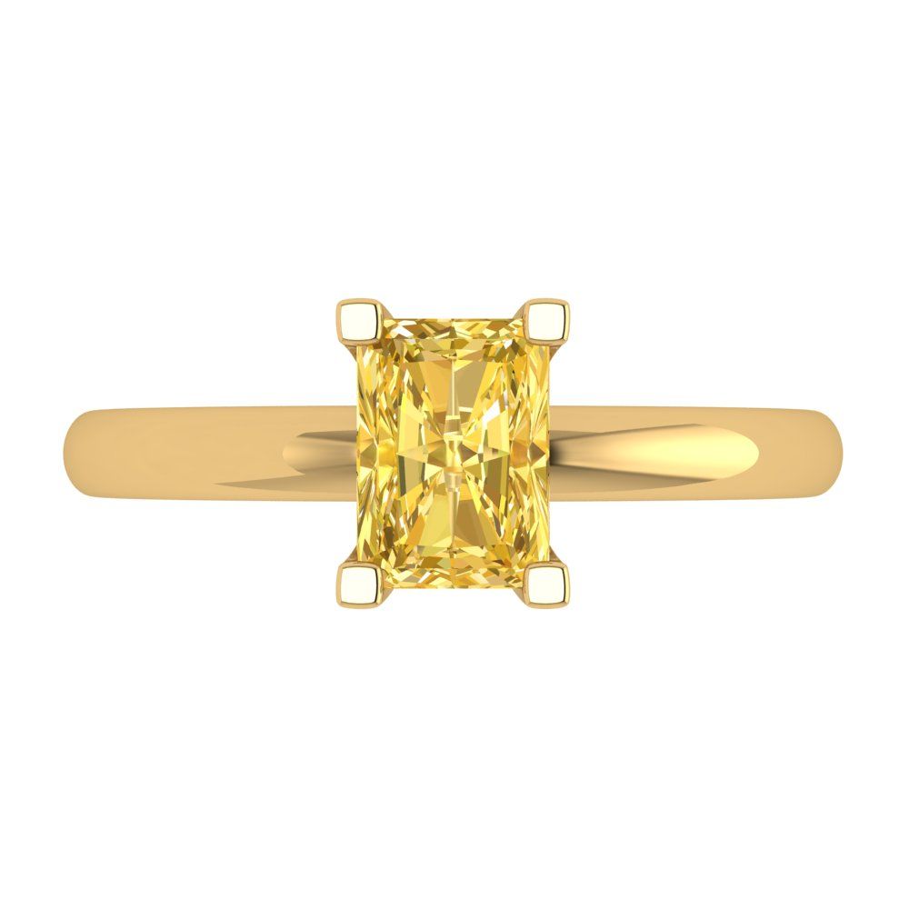 1 cttw Natural Citrine Solitaire  Engagement Ring - Solid Gold (Emerald Cut,7X5mm)