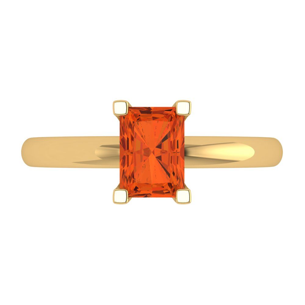 1 cttw Zirconia Simulated Red Diamond Solitaire  Engagement Ring - Solid Gold (VVS1, Emerald Cut,7X5mm)