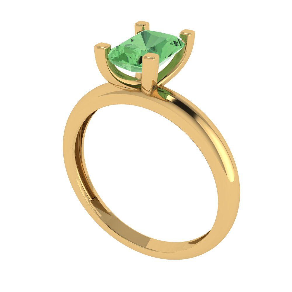 1 cttw Zirconia Simulated Green Diamond Solitaire  Engagement Ring - Solid Gold (VVS1, Emerald Cut,7X5mm)