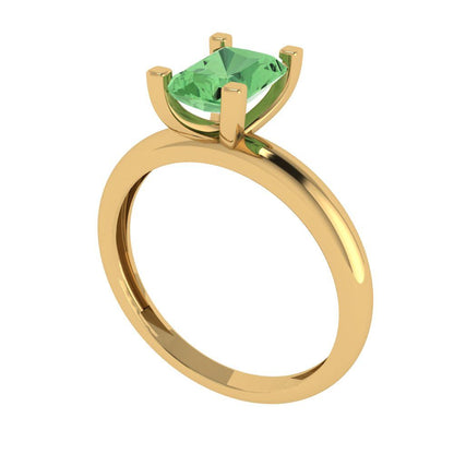 1 cttw Zirconia Simulated Green Diamond Solitaire  Engagement Ring - Solid Gold (VVS1, Emerald Cut,7X5mm)