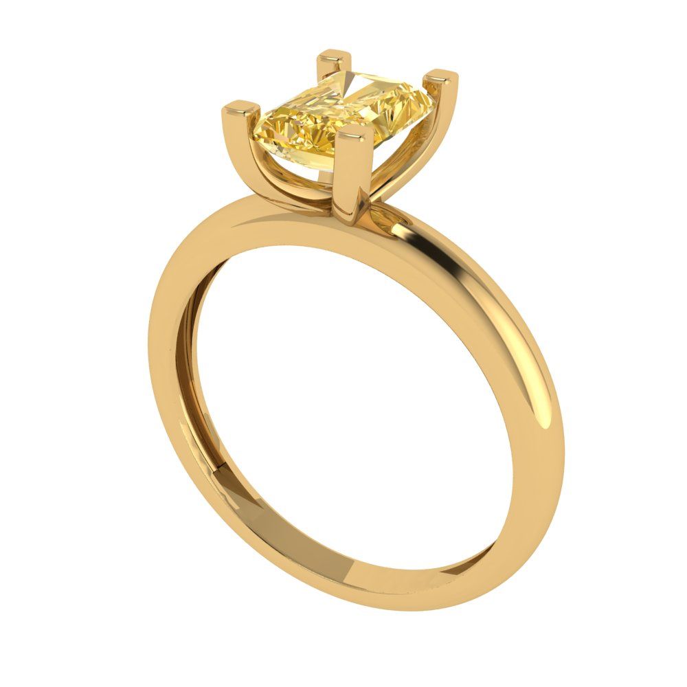 1 cttw Natural Citrine Solitaire  Engagement Ring - Solid Gold (Emerald Cut,7X5mm)