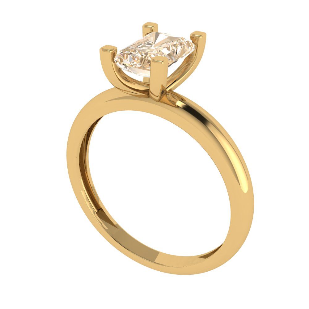 1 cttw Natural Morganite Solitaire  Engagement Ring - Solid Gold (Emerald Cut,7X5mm)