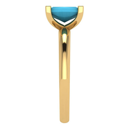 1 cttw Simulated Turquoise Solitaire  Engagement Ring - Solid Gold (Emerald Cut,7X5mm)