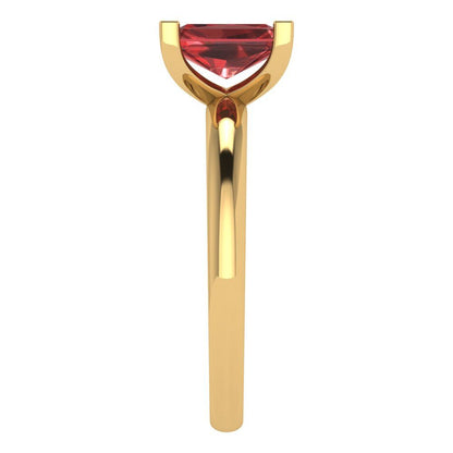 1 cttw Natural Garnet Solitaire  Engagement Ring - Solid Gold (Emerald Cut,7X5mm)