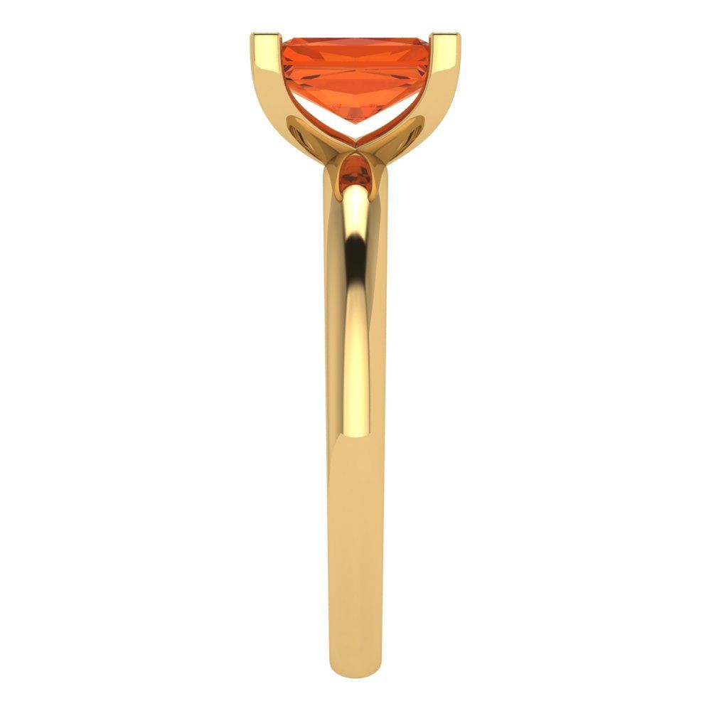 1 cttw Zirconia Simulated Red Diamond Solitaire  Engagement Ring - Solid Gold (VVS1, Emerald Cut,7X5mm)