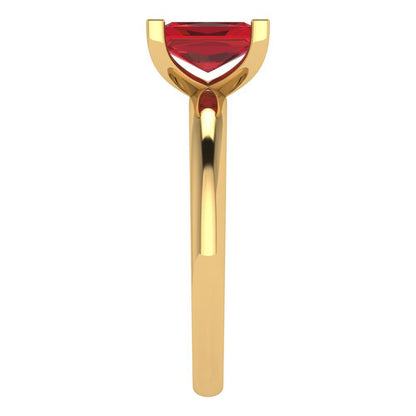 1 cttw Simulated Pink Tourmaline Solitaire  Engagement Ring - Solid Gold (Emerald Cut,7X5mm)